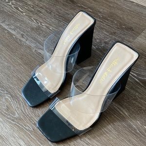 Black heels with clear straps